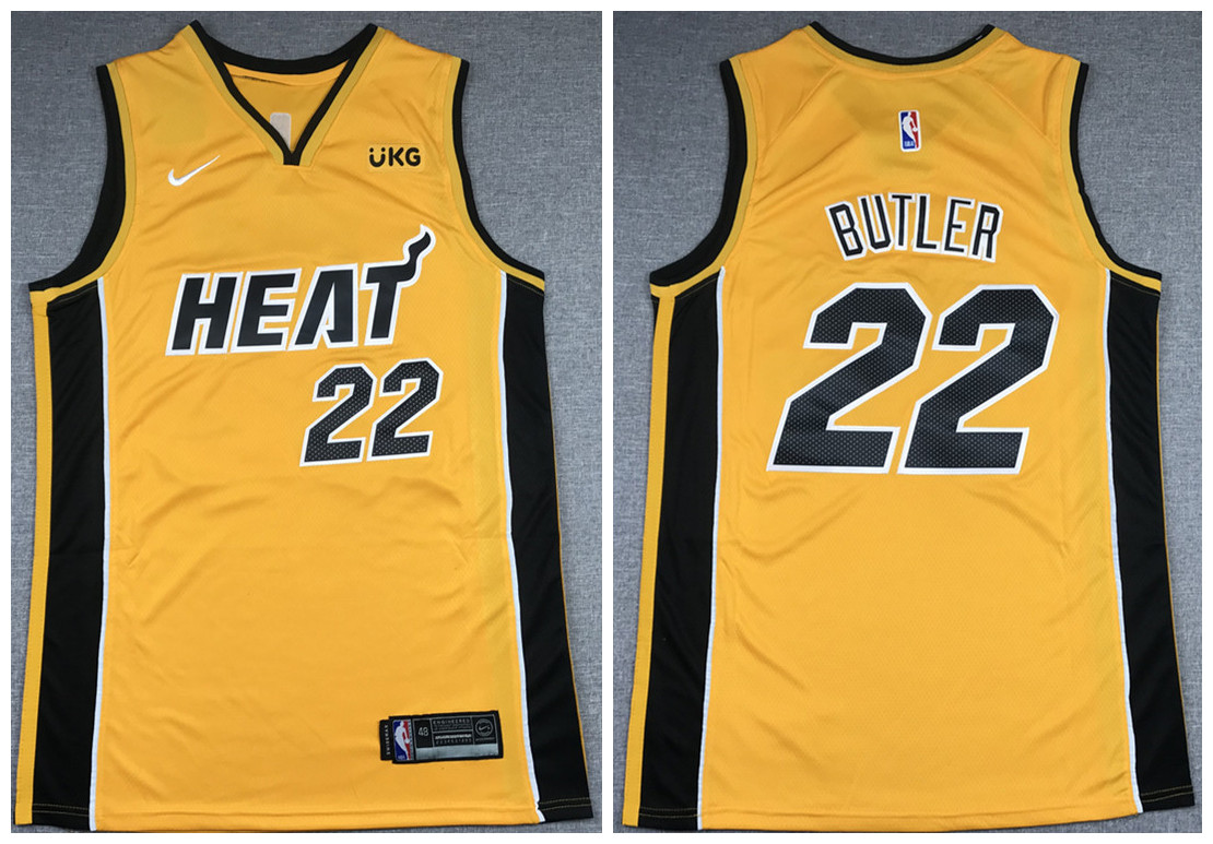 Men's Miami Heat #22 Jimmy Butler Gold NBA Stitched Jersey